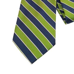 Palio Silk Repp Tie Men’s Long 63” Green Blue Woven Stripe Preppy Wide New